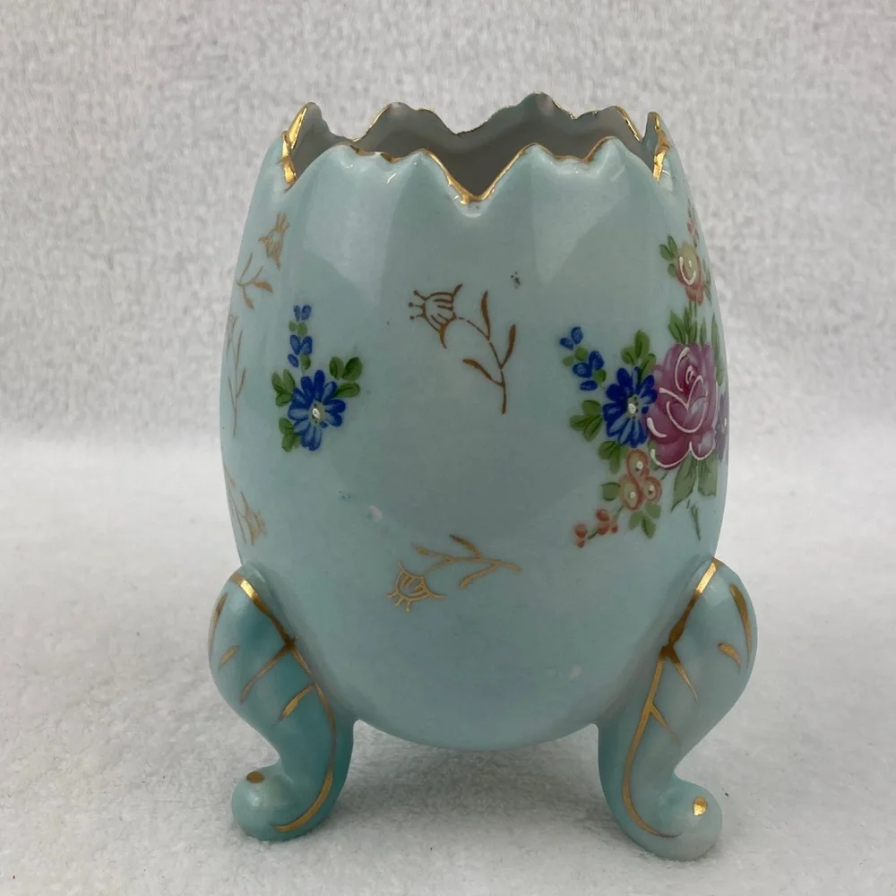 Ardco VTG Floral Decorative Porcelain Egg Vase 1084 5” Japan